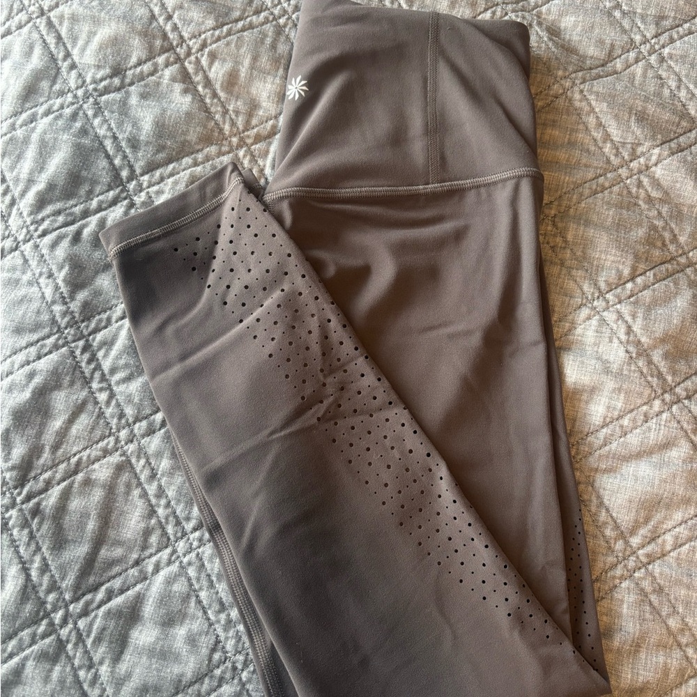 Athleta Taupe Leggings with Perforated Design